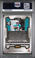 Graded 2023 Panini Prizm Devon Achane #365 Lazer Rookie RC Football Card PSA 10 Gem Mint (ONLINE ORDER ONLY)
