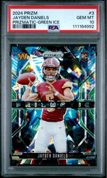 Graded 2024 Panini Prizm Jayden Daniels #3 Prizmatic Green Ice Rookie RC Football Card PSA 10 Gem Mint (ONLINE ORDER ONLY)