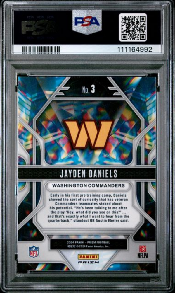 Graded 2024 Panini Prizm Jayden Daniels #3 Prizmatic Green Ice Rookie RC Football Card PSA 10 Gem Mint (ONLINE ORDER ONLY)