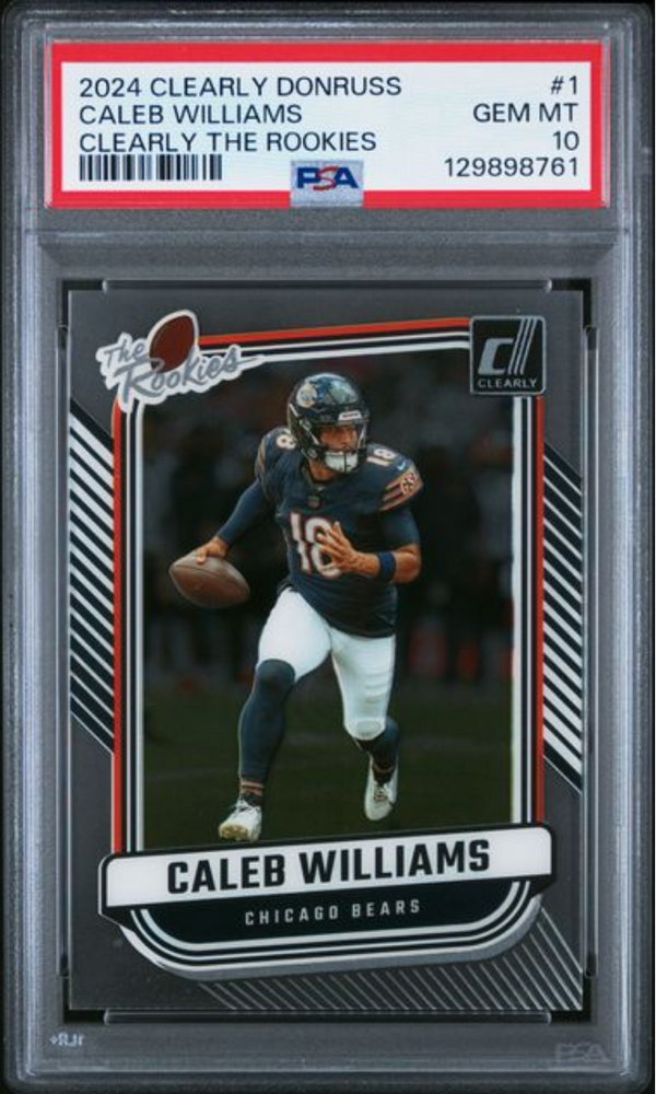 Graded 2024 Panini Clearly Donruss Caleb Williams #1 Clearly The Rookies Rookie RC Football Card PSA 10 Gem Mint (ONLINE ORDER ONLY)