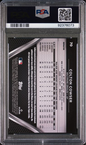 Graded 2024 Topps Chrome Black Colton Cowser #70 Refractor /199 Rookie RC Baseball Card PSA 10 Gem Mint (ONLINE ORDER ONLY)