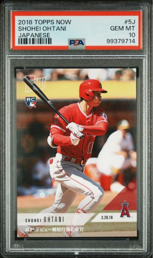 Graded 2018 Topps Now Shohei Ohtani #5J Japanese Rookie RC Baseball Card PSA 10 Gem Mint (ONLINE ORDER ONLY)