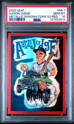 Graded 2025 Leaf Aaron Judge #MI1 Metallic Imaginations Series 2 Red /199 Baseball Card PSA 10 Gem Mint (ONLINE ORDER ONLY)