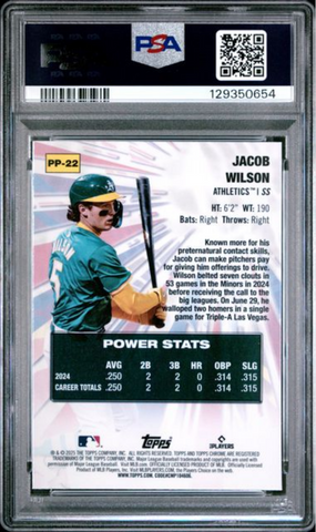 Graded 2025 Topps Chrome Jacob Wilson #PP22 Power Players Rookie RC Baseball Card PSA 10 Gem Mint (ONLINE ORDER ONLY)
