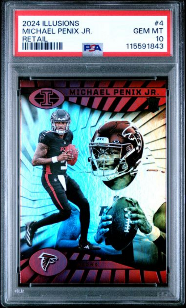 Graded 2024 Panini Illusions Michael Penix Jr #4 Retail Rookie RC Football Card PSA 10 Gem Mint (ONLINE ORDER ONLY)