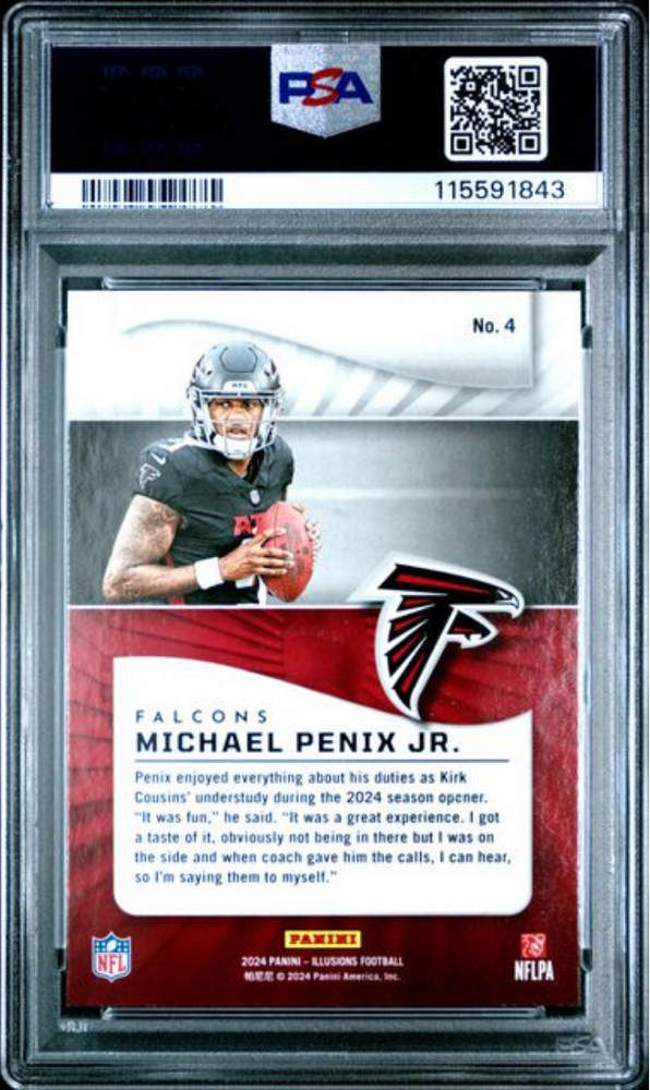 Graded 2024 Panini Illusions Michael Penix Jr #4 Retail Rookie RC Football Card PSA 10 Gem Mint (ONLINE ORDER ONLY)