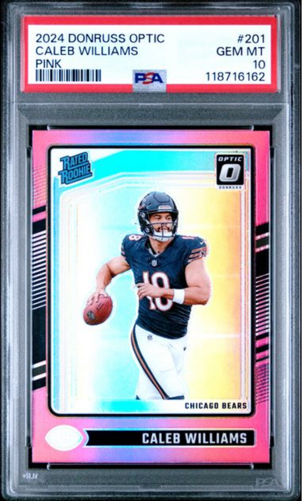Graded 2024 Panini Donruss Optic Caleb Williams #201 Pink Rookie RC Football Card PSA 10 Gem Mint (ONLINE ORDER ONLY)
