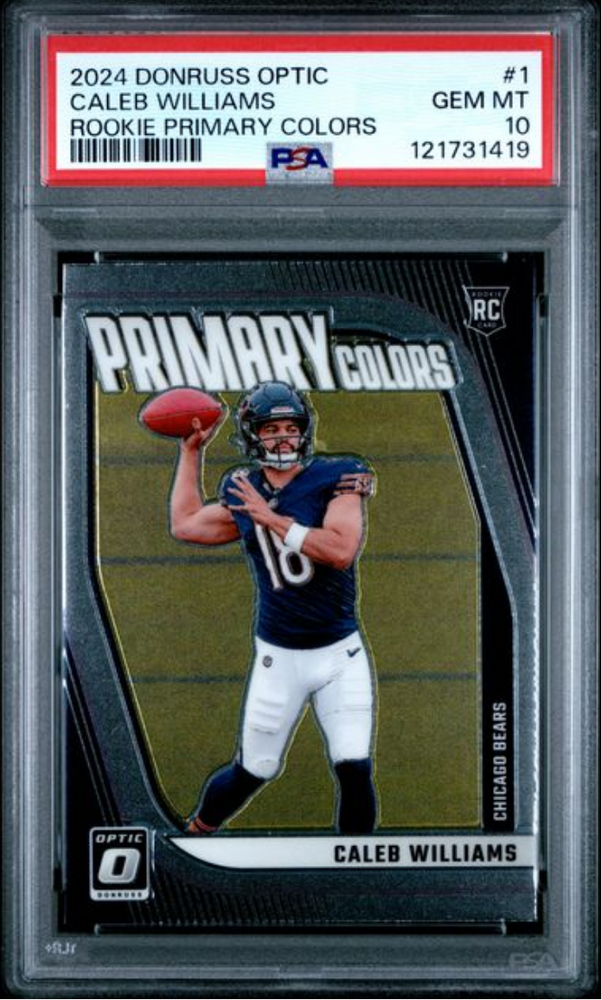 Graded 2024 Panini Donruss Optic Caleb Williams #1 Rookie Primary Colors Rookie RC Football Card PSA 10 Gem Mint (ONLINE ORDER ONLY)