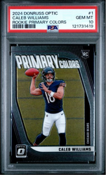 Graded 2024 Panini Donruss Optic Caleb Williams #1 Rookie Primary Colors Rookie RC Football Card PSA 10 Gem Mint (ONLINE ORDER ONLY)