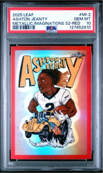 Graded 2025 Leaf Ashton Jeanty #MI2 Metallic Imaginations Series 2 Red /199 Rookie RC Football Card PSA 10 Gem Mint (ONLINE ORDER ONLY)