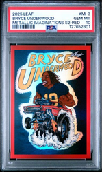 Graded 2025 Leaf Bryce Underwood #MI3 Metallic Imaginations Series 2 Red /199 Rookie RC Football Card PSA 10 Gem Mint (ONLINE ORDER ONLY)