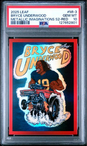 Graded 2025 Leaf Bryce Underwood #MI3 Metallic Imaginations Series 2 Red /199 Rookie RC Football Card PSA 10 Gem Mint (ONLINE ORDER ONLY)