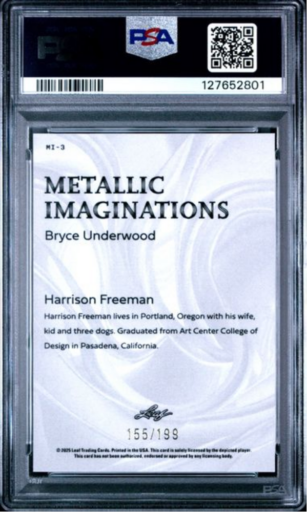Graded 2025 Leaf Bryce Underwood #MI3 Metallic Imaginations Series 2 Red /199 Rookie RC Football Card PSA 10 Gem Mint (ONLINE ORDER ONLY)