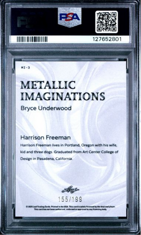 Graded 2025 Leaf Bryce Underwood #MI3 Metallic Imaginations Series 2 Red /199 Rookie RC Football Card PSA 10 Gem Mint (ONLINE ORDER ONLY)