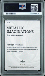 Graded 2025 Leaf Bryce Underwood #MI3 Metallic Imaginations Series 2 Blue /49 Rookie RC Football Card PSA 9 Mint (ONLINE ORDER ONLY)