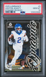 Graded 2025 Panini Luminance Ashton Jeanty #5 Dynamic Rookies Rookie RC Football Card PSA 10 Gem Mint (ONLINE ORDER ONLY)