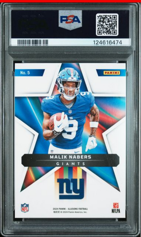 Graded 2024 Panini Illusions Malik Nabers #5 Shining Stars Rookie RC Football Card PSA 10 Gem Mint (ONLINE ORDER ONLY)