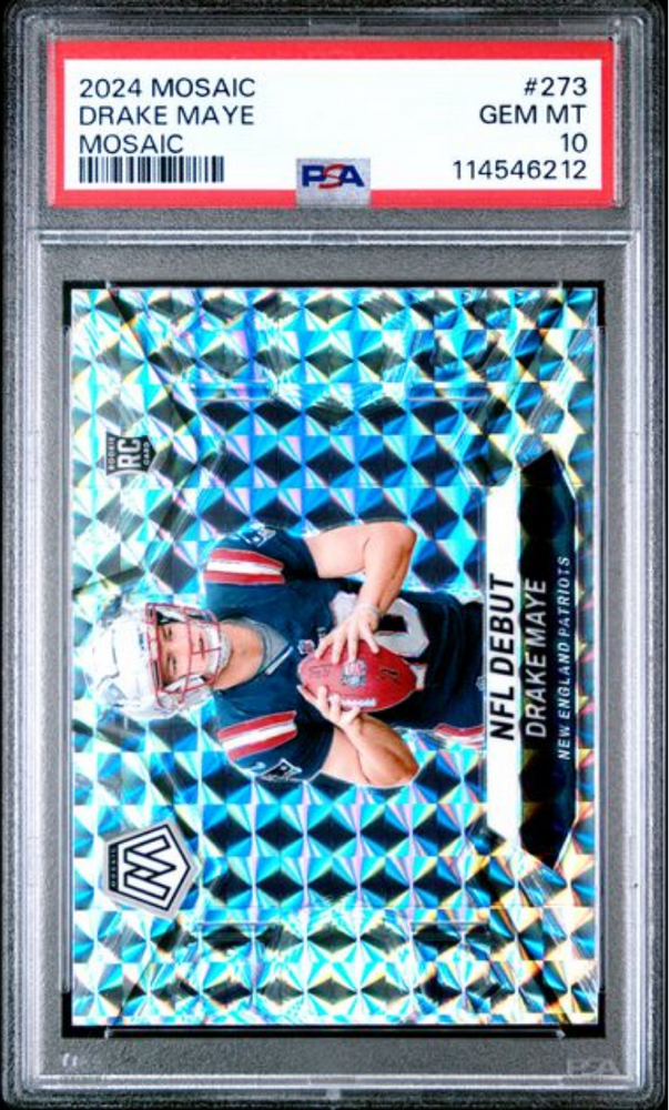 Graded 2024 Panini Mosaic Drake Maye #273 Mosaic Rookie RC Football Card PSA 10 Gem Mint (ONLINE ORDER ONLY)