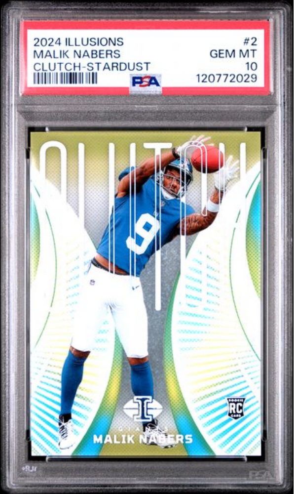 Graded 2024 Panini Illusions Malik Nabers #2 Clutch Stardust Rookie RC Football Card PSA 10 Gem Mint (ONLINE ORDER ONLY)