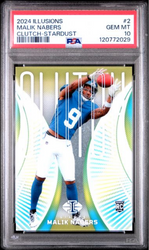 Graded 2024 Panini Illusions Malik Nabers #2 Clutch Stardust Rookie RC Football Card PSA 10 Gem Mint (ONLINE ORDER ONLY)