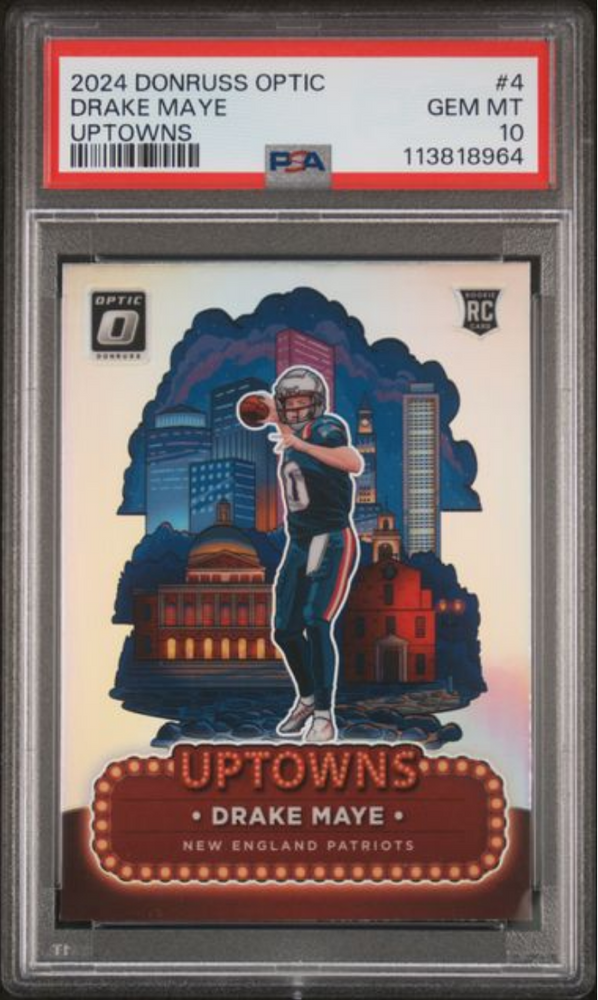 Graded 2024 Panini Donruss Optic Drake Maye #4 Uptowns Rookie RC Football Card PSA 10 Gem Mint (ONLINE ORDER ONLY)