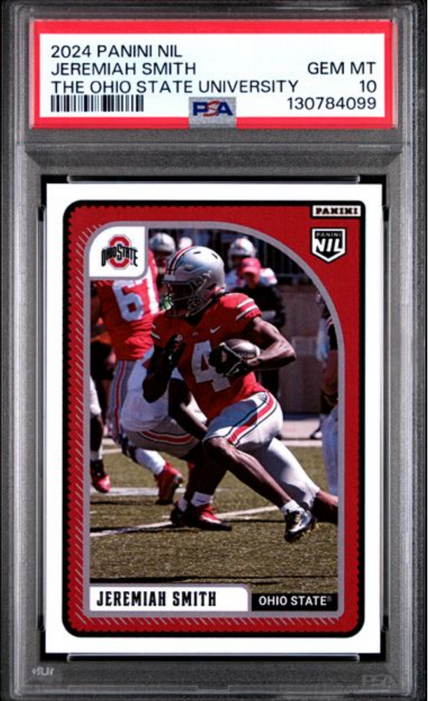Graded 2024 Panini NIL Jeremiah Smith The Ohio State University Rookie RC Football Card PSA 10 Gem Mint (ONLINE ORDER ONLY)