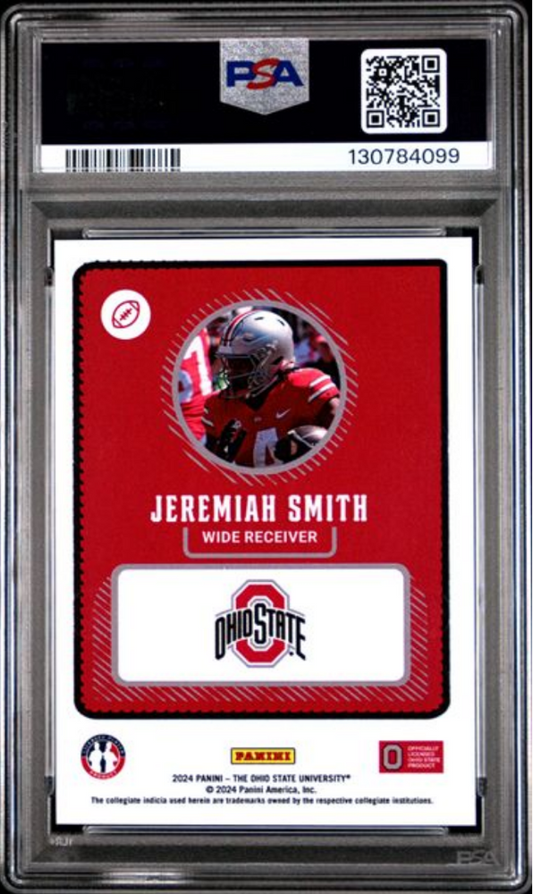 Graded 2024 Panini NIL Jeremiah Smith The Ohio State University Rookie RC Football Card PSA 10 Gem Mint (ONLINE ORDER ONLY)