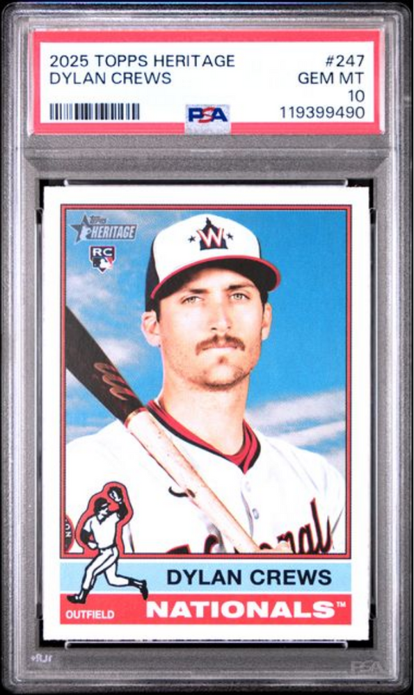Graded 2025 Topps Heritage Dylan Crews #247 Rookie RC Baseball Card PSA 10 Gem Mint (ONLINE ORDER ONLY)