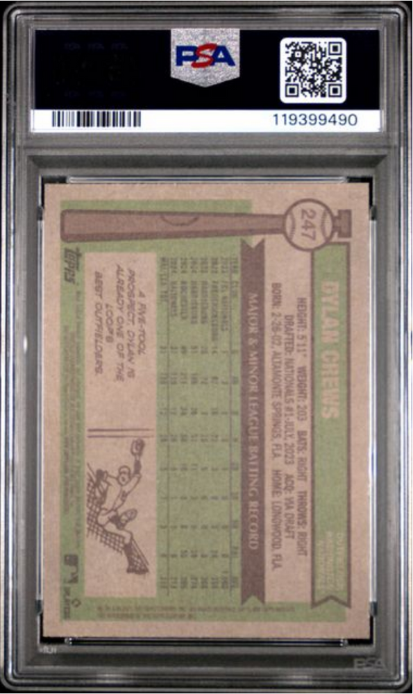 Graded 2025 Topps Heritage Dylan Crews #247 Rookie RC Baseball Card PSA 10 Gem Mint (ONLINE ORDER ONLY)