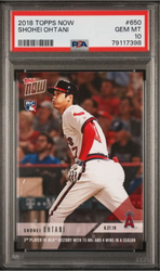Graded 2018 Topps Now Shohei Ohtani #650 3rd Player in MLB History with 15HRs & 4 Wins in a Season Rookie RC Baseball Card PSA 10 Gem Mint (ONLINE ORDER ONLY)