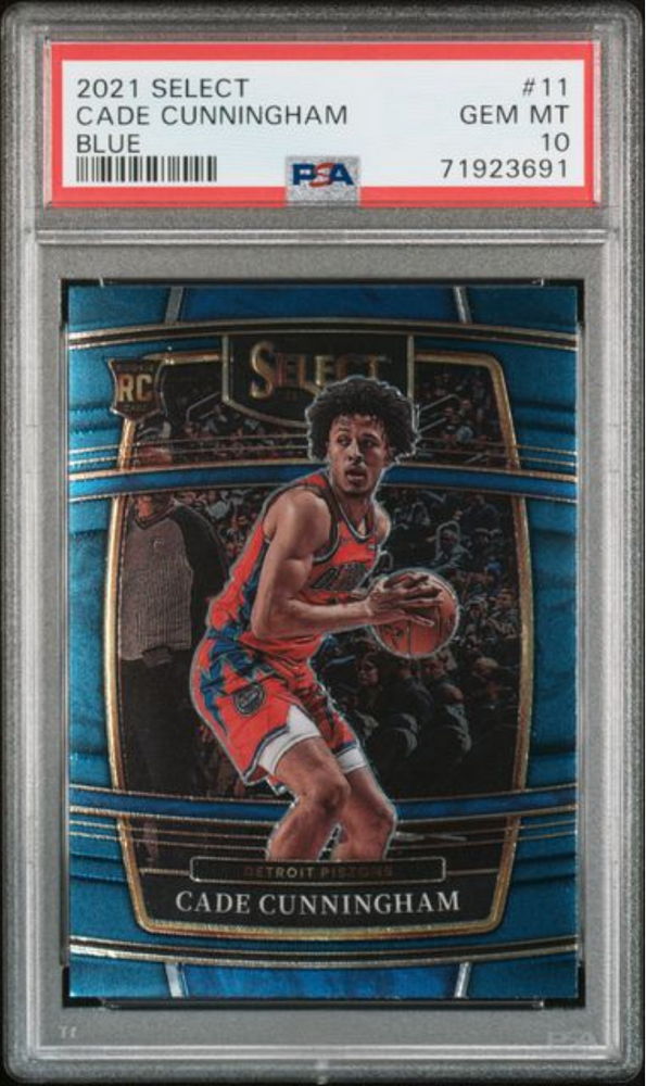 Graded 2021 Panini Select Cade Cunningham #11 Blue Rookie RC Basketball Card PSA 10 Gem Mint (ONLINE ORDER ONLY)