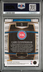 Graded 2021 Panini Select Cade Cunningham #11 Blue Rookie RC Basketball Card PSA 10 Gem Mint (ONLINE ORDER ONLY)