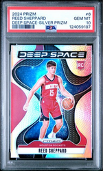Graded 2024 Panini Prizm Reed Sheppard #6 Deep Space Silver Prizm Rookie RC Basketball Card PSA 10 Gem Mint (ONLINE ORDER ONLY)