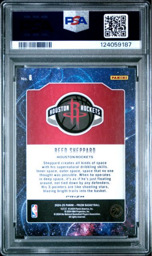 Graded 2024 Panini Prizm Reed Sheppard #6 Deep Space Silver Prizm Rookie RC Basketball Card PSA 10 Gem Mint (ONLINE ORDER ONLY)