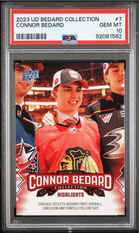 Graded 2023 Upper Deck Bedard Collection Connor Bedard #7 Rookie RC Hockey Card PSA 10 Gem Mint (ONLINE ORDER ONLY)