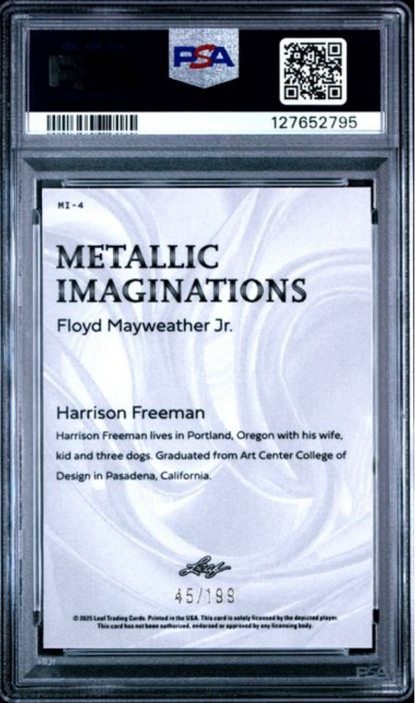Graded 2025 Leaf Floyd Mayweather Jr #MI4 Metallic Imaginations Series 2 Red /199 Boxing Card PSA 10 Gem Mint (ONLINE ORDER ONLY)