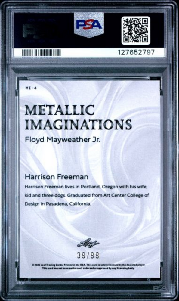 Graded 2025 Leaf Floyd Mayweather Jr #MI4 Metallic Imaginations Series 2 Gold /99 Boxing Card PSA 10 Gem Mint (ONLINE ORDER ONLY)