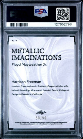 Graded 2025 Leaf Floyd Mayweather Jr #MI4 Metallic Imaginations Series 2 Gold /99 Boxing Card PSA 9 Mint (ONLINE ORDER ONLY)