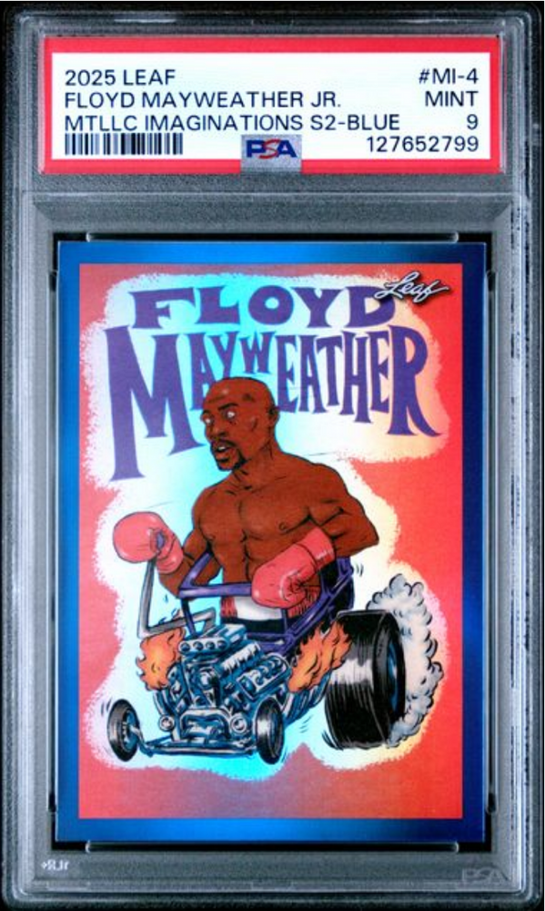 Graded 2025 Leaf Floyd Mayweather Jr #MI4 Metallic Imaginations Series 2 Blue /49 Boxing Card PSA 9 Mint (ONLINE ORDER ONLY)