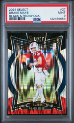 Graded 2024 Panini Select Drake Maye #27 Black & Red Shock Rookie RC Football Card PSA 9 Mint (ONLINE ORDER ONLY)