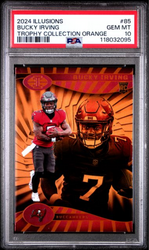 Graded 2024 Panini Illusions Bucky Irving #85 Trophy Collection Orange Rookie RC Football Card PSA 10 Gem Mint (ONLINE ORDER ONLY)