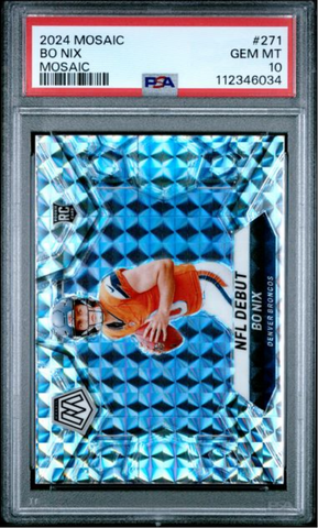 Graded 2024 Panini Mosaic Bo Nix #271 Mosaic Rookie RC Football Card PSA 10 Gem Mint (ONLINE ORDER ONLY)