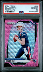 Graded 2024 Panini Prizm Drake Maye #329 Pink Wave Rookie RC Football Card PSA 10 Gem Mint (ONLINE ORDER ONLY)