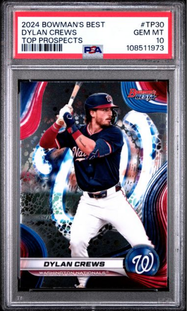 Graded 2024 Topps Bowmans Best Dylan Crews #TP30 Top Prospects Rookie RC Baseball Card PSA 10 Gem Mint (ONLINE ORDER ONLY)