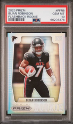 Graded 2023 Panini Prizm Bijan Robinson #PFR6 Flashback Rookie RC Football Card PSA 10 Gem Mint (ONLINE ORDER ONLY)
