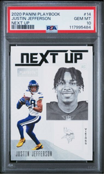 Graded 2020 Panini Playbook Justin Jefferson #14 Next Up Rookie RC Football Card PSA 10 Gem Mint (ONLINE ORDER ONLY)