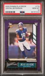 Graded 2020 Panini Playbook Justin Jefferson #114 Rookie RC Football Card PSA 10 Gem Mint (ONLINE ORDER ONLY)