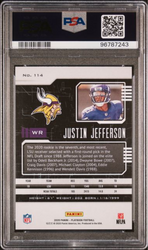 Graded 2020 Panini Playbook Justin Jefferson #114 Rookie RC Football Card PSA 10 Gem Mint (ONLINE ORDER ONLY)