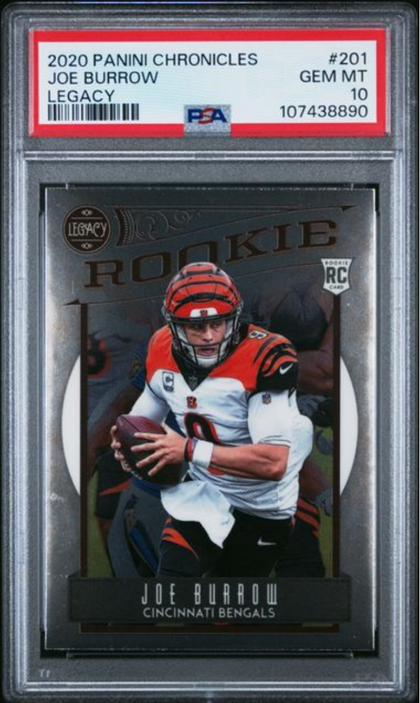 Graded 2020 Panini Chronicles Joe Burrow #201 Legacy Rookie RC Football Card PSA 10 Gem Mint (ONLINE ORDER ONLY)