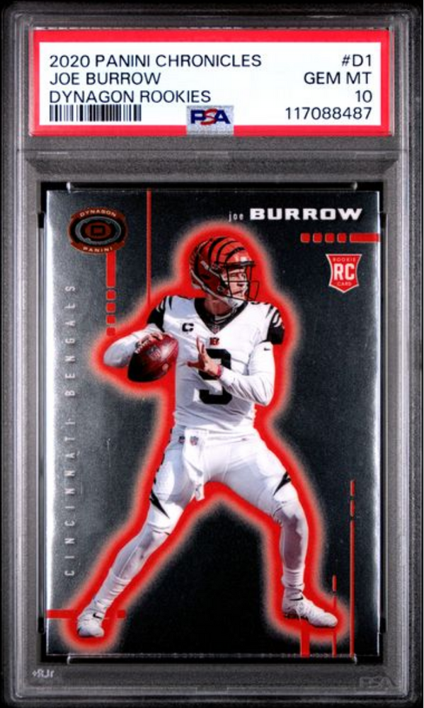 Graded 2020 Panini Chronicles Joe Burrow #D1 Dynagon Rookies Rookie RC Football Card PSA 10 Gem Mint (ONLINE ORDER ONLY)